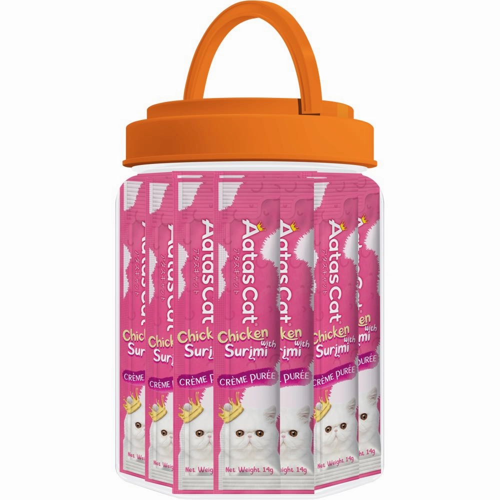$10 OFF: Aatas Cat Creme Puree Chicken With Surimi Grain-Free Liquid Cat Treats 50pc cat grass snacks cat grass planter cat digestive aid catnip spray cat herbal treats