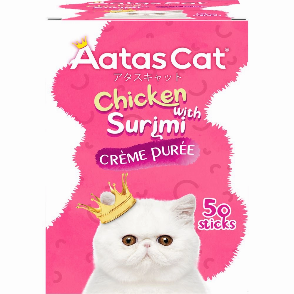 $10 OFF: Aatas Cat Creme Puree Chicken With Surimi Grain-Free Liquid Cat Treats 50pc