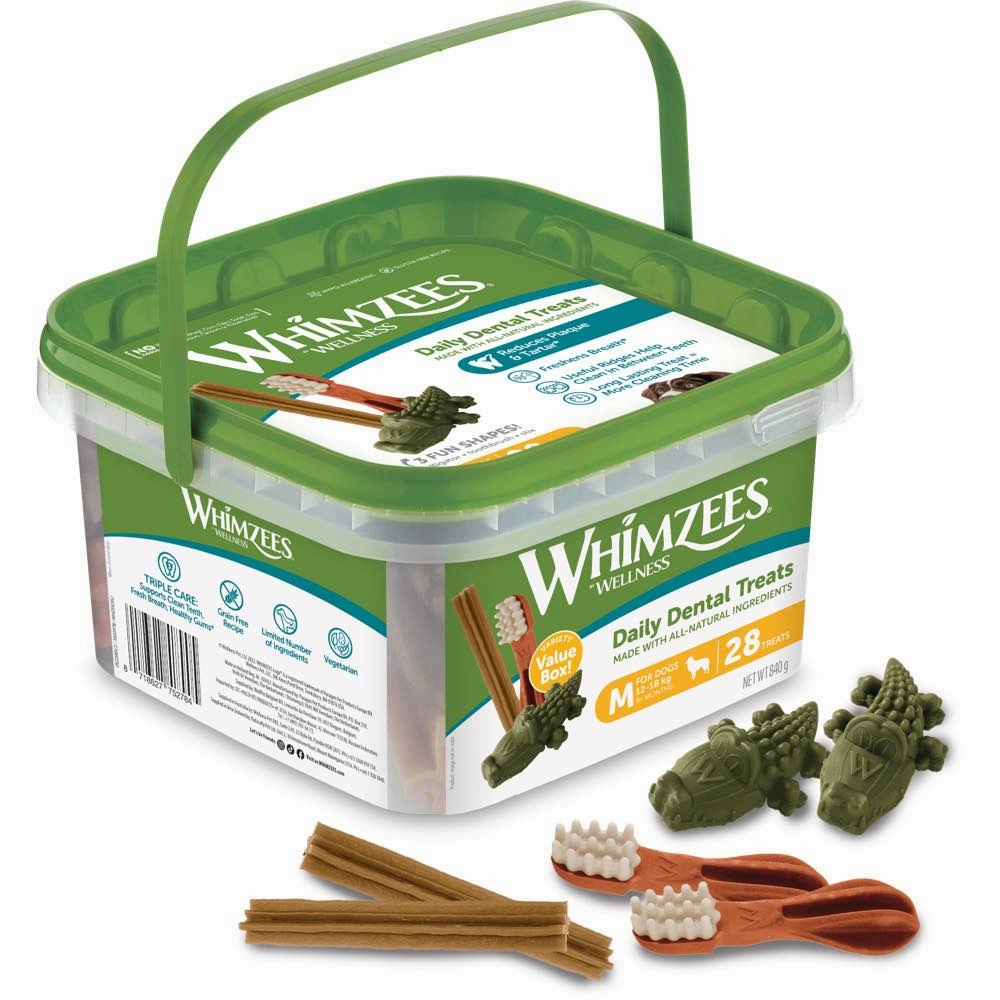$12 OFF: Whimzees Variety Value Box Medium Grain-Free Dental Dog Treats 28pc dog grooming shampoo collar crate feeding supplies