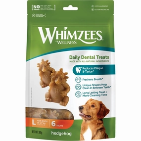$1 OFF (Exp Dec 25): Whimzees Hedgehog Large Grain-Free Dental Dog Treats 6pc dog grooming shampoo collar crate feeding supplies