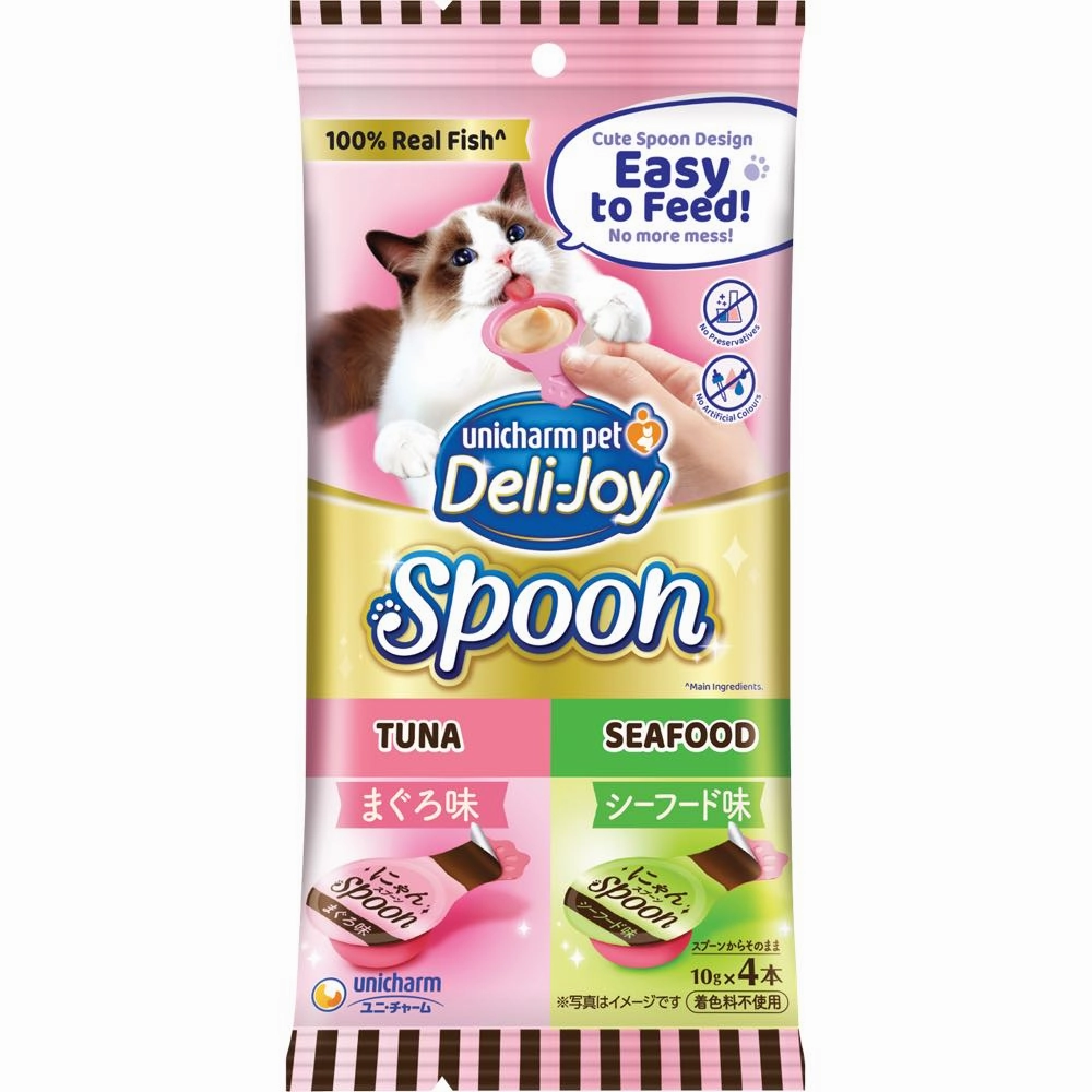 $2 OFF (Exp Oct 25): Unicharm Deli-Joy Spoon Tuna & Seafood Creamy Cat Treats 40g cat general supplies cat toys cat grooming cat food cat litter