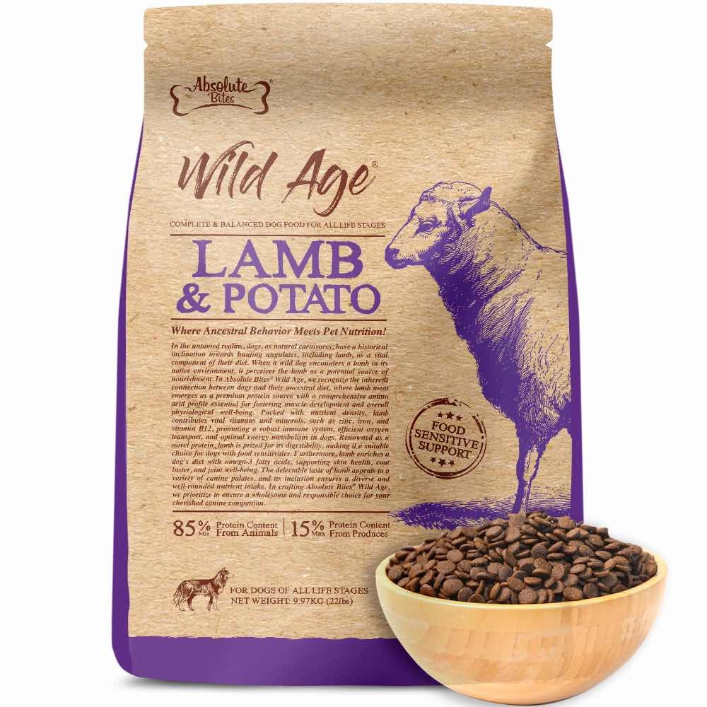 '35% OFF 3.3lb(Exp 5Nov25) FREE TREATS': Absolute Bites Wild Age Lamb & Potato Dry Dog Food dog grooming shampoo collar crate feeding supplies