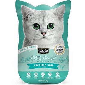 '35% OFF (Exp 28Sep25)': Kit Cat Petite Pouch Chicken & Saba In Aspic Grain-Free Pouch Cat Food 70g x 12 dog travel bag car seat cover pet carrier for car training leash dog training whistle