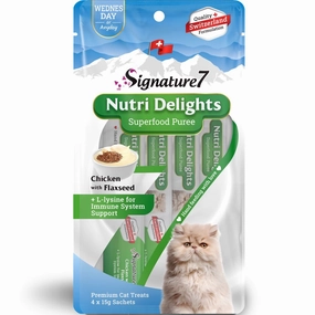 '3 FOR $9': Signature7 Nutri Delights Superfood Chicken With Flaxseed & L-lysine (Wed) Puree Cat Treats 60g dog chew toys dog dental chews durable chew toys puppy chew toy bone chew