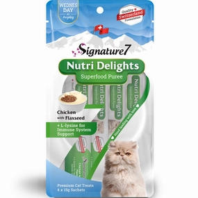 '3 FOR $9': Signature7 Nutri Delights Superfood Chicken With Flaxseed & L-lysine (Wed) Puree Cat Treats 60g cat general supplies cat toys cat grooming cat food cat litter