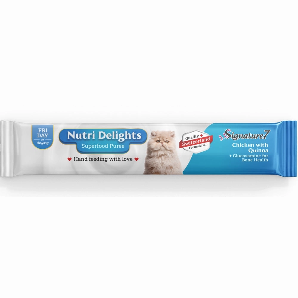 '3 FOR $9': Signature7 Nutri Delights Superfood Chicken With Quinoa & Glucosamine (Fri) Puree Cat Treats 60g