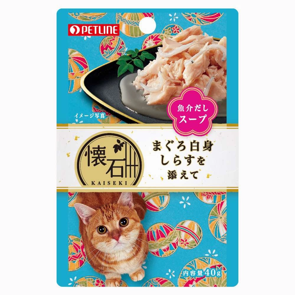 $3 OFF (Exp 7Jul25): Petline Kaiseki Pouch Maguro White Meat with Shirasu Soup Pouch Cat Food 40g x 12 dog travel bag car seat cover pet carrier for car training leash dog training whistle