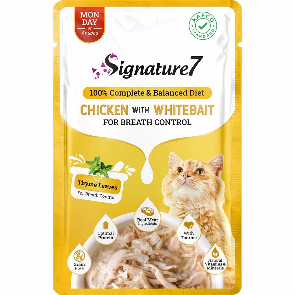 $3 OFF: Signature7 Chicken With Whitebait For Breath Control (Mon) Grain-Free Pouch Cat Food 50g x 12 cat general supplies cat toys cat grooming cat food cat litter
