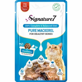$3 OFF: Signature7 Pure Mackerel For Healthy Bones (Fri) Grain-Free Pouch Cat Food 50g x 12 cat general supplies cat toys cat grooming cat food cat litter