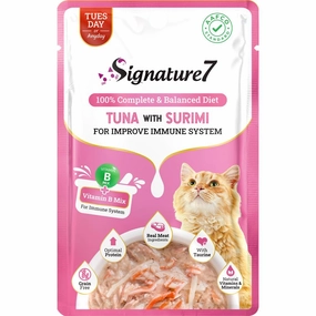 $3 OFF: Signature7 Tuna With Surimi For Improve Immune System (Tue) Grain-Free Pouch Cat Food 50g x 12 cat food cans soft cat food high protein cat food natural cat food senior cat food