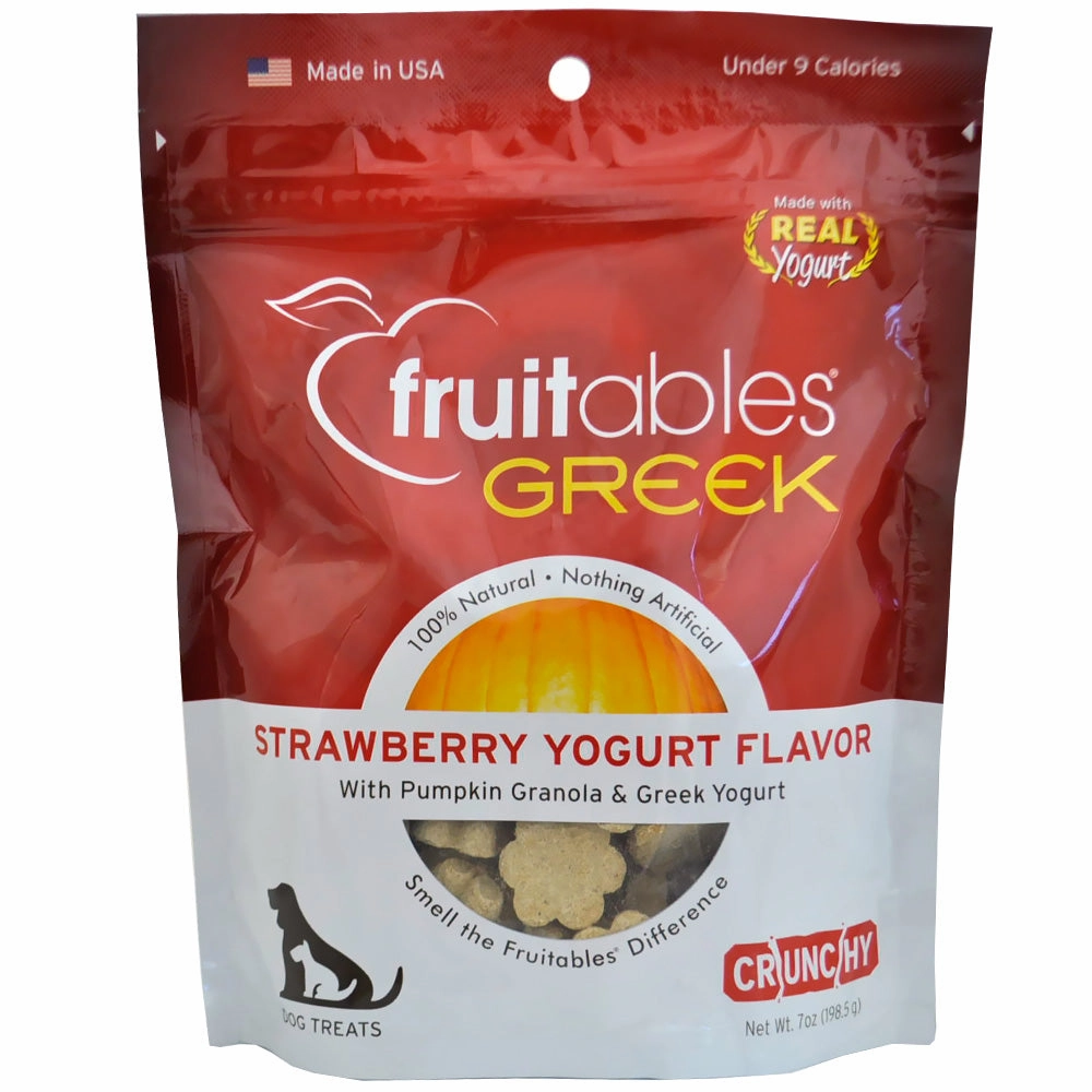 $4 OFF: Fruitables Greek Strawberry Yogurt Crunchy Dog Treats 7oz dog supplies dog food toys accessories dog bed