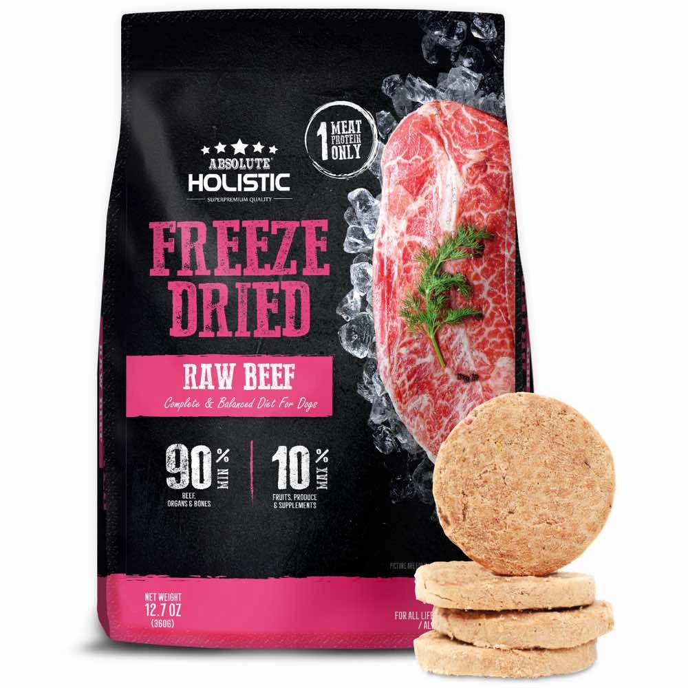 'BUNDLE DEAL': Absolute Holistic Patties Beef Grain-Free Freeze-Dried Dog Food 12.7oz dog supplies dog food toys accessories dog bed