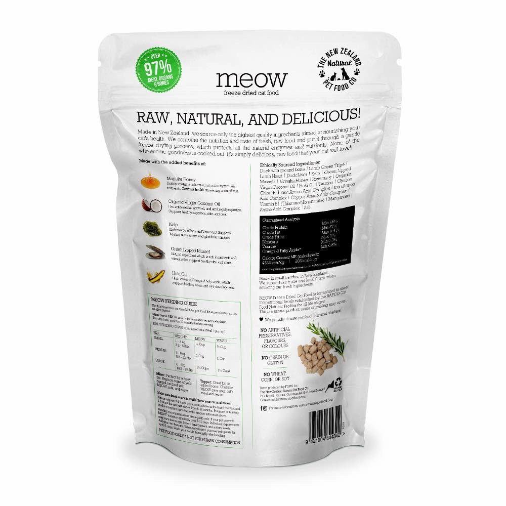 'BUNDLE DEAL': MEOW Raw Duck Grain-Free Freeze Dried Raw Cat Food 280g