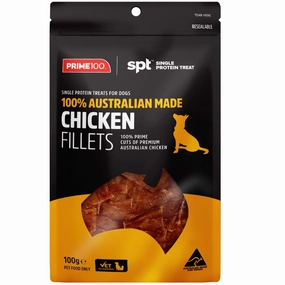 'BUNDLE DEAL': Prime100 Single Protein Chicken Fillets Air Dried Dog Treats 100g dog grooming shampoo collar crate feeding supplies