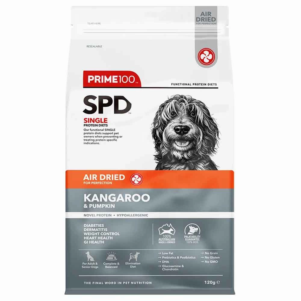 'BUNDLE DEAL': Prime100 SPD Kangaroo & Pumpkin Air Dried Dog Food 120g dog grooming shampoo collar crate feeding supplies