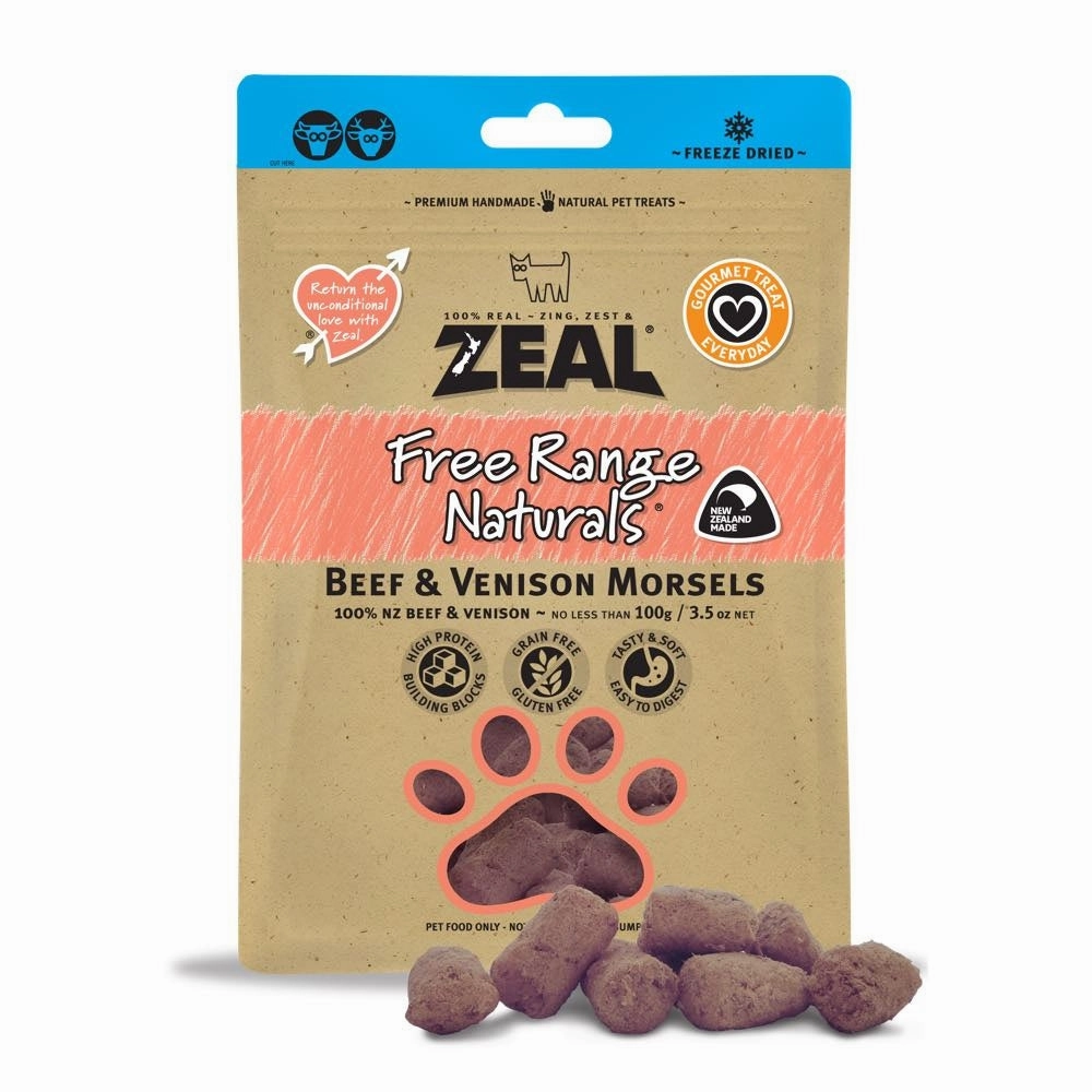 'BUNDLE DEAL (Exp 19Sep25)': Zeal Free Range Naturals Beef & Venison Morsels Dog Treats 100g dog supplies dog food toys accessories dog bed