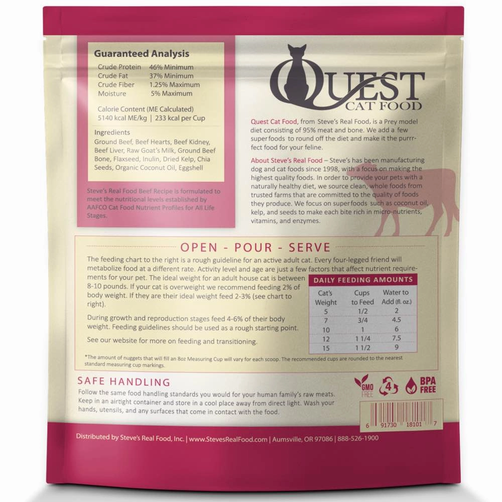 'BUNDLE DEAL (Exp Aug 25)': Quest Prey Model Beef Recipe Grain-Free Freeze-Dried Raw Cat Food 10oz
