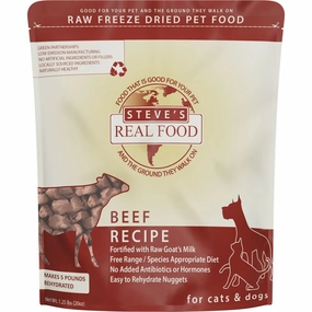 'BUNDLE DEAL FREE FD TREATS': Steve's Real Food Beef Grain-Free Freeze-Dried Raw Food For Cats & Dogs 20oz dog grooming shampoo collar crate feeding supplies