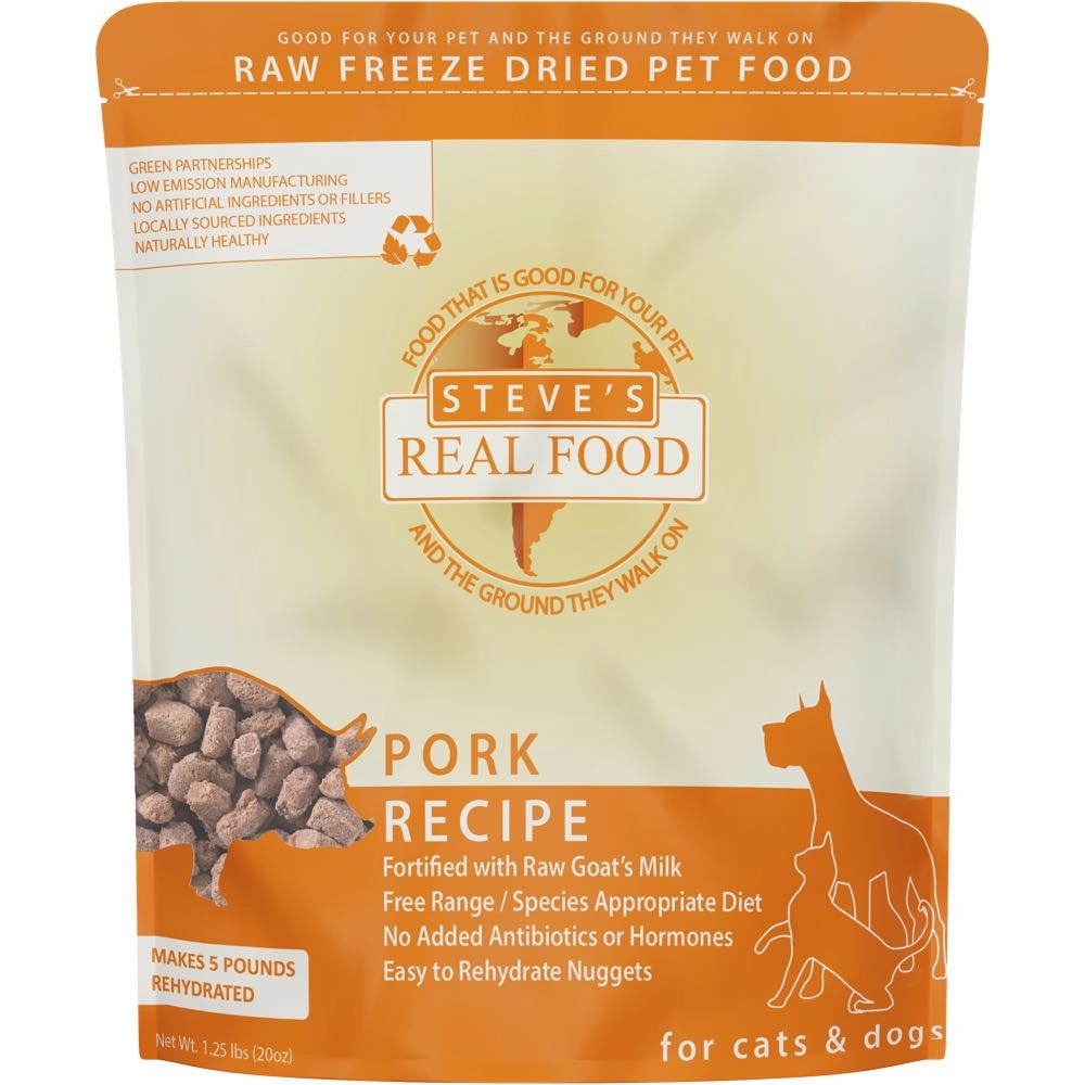 'BUNDLE DEAL FREE FD TREATS': Steve's Real Food Pork Grain-Free Freeze-Dried Raw Food For Cats & Dogs 20oz horse supplement horse vitamins animal probiotics livestock digestive aid horse immune booster
