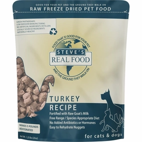 'BUNDLE DEAL FREE FD TREATS': Steve's Real Food Turkey Grain-Free Freeze-Dried Raw Food For Cats & Dogs 20oz dog grooming shampoo collar crate feeding supplies