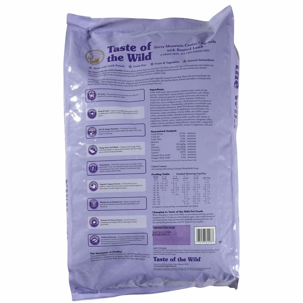 'BUNDLE DEAL/FREE TREAT': Taste of the Wild Sierra Mountain with Roasted Lamb Grain Free Dry Dog Food