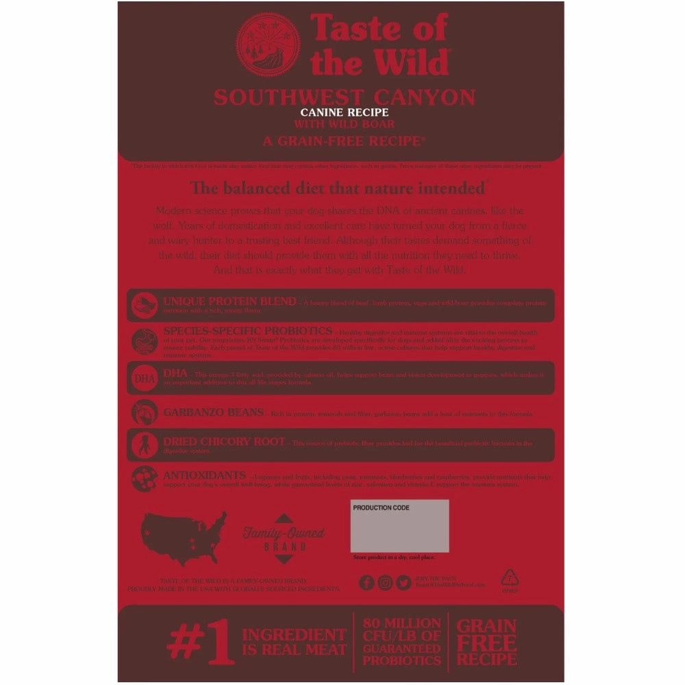 'BUNDLE DEAL/FREE TREAT': Taste Of The Wild Southwest Canyon Wild Boar Grain-Free Dry Dog Food