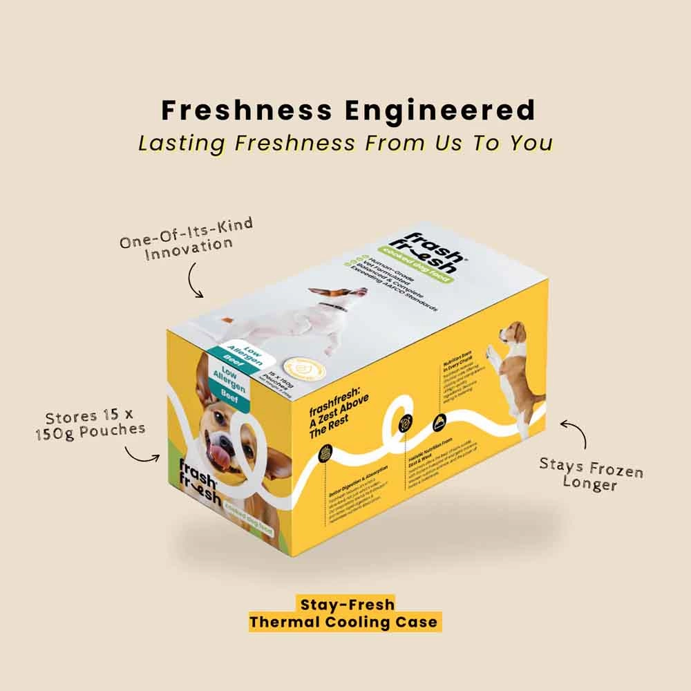 'FREE DEFROSTING TRAY': frashfresh Cooked Beef NutriAbsorb Frozen Dog Food 2.25kg