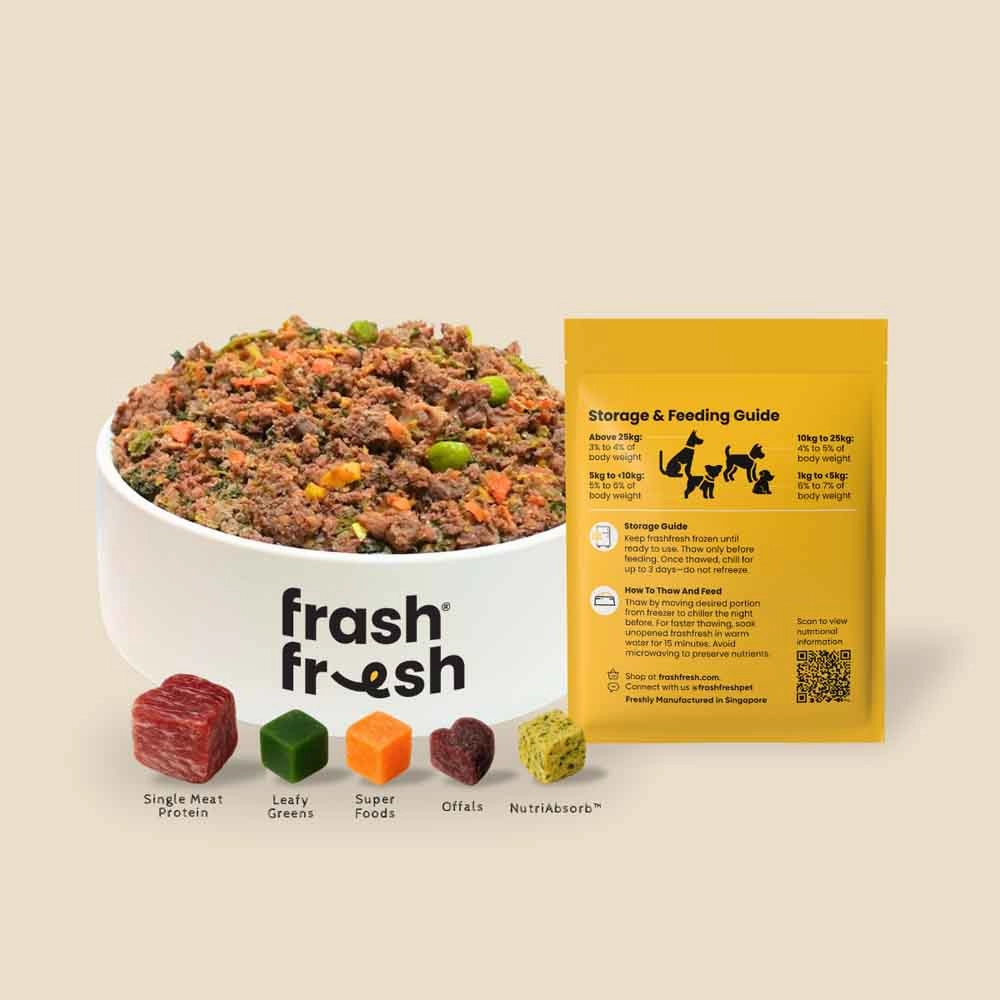 'FREE DEFROSTING TRAY': frashfresh Cooked Beef NutriAbsorb Frozen Dog Food 2.25kg