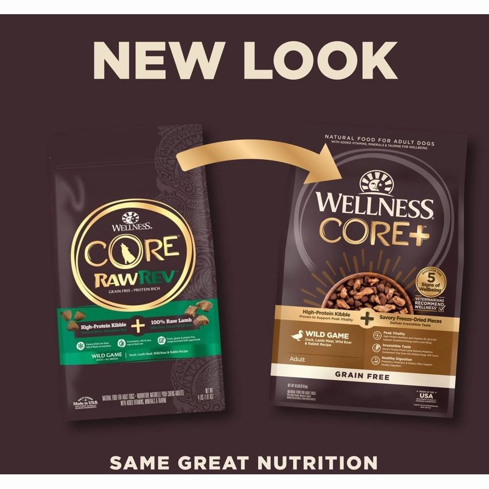 'FREE FD TREATS': Wellness CORE  (RawRev) Wild Game Adult Grain-Free Dry Dog Food