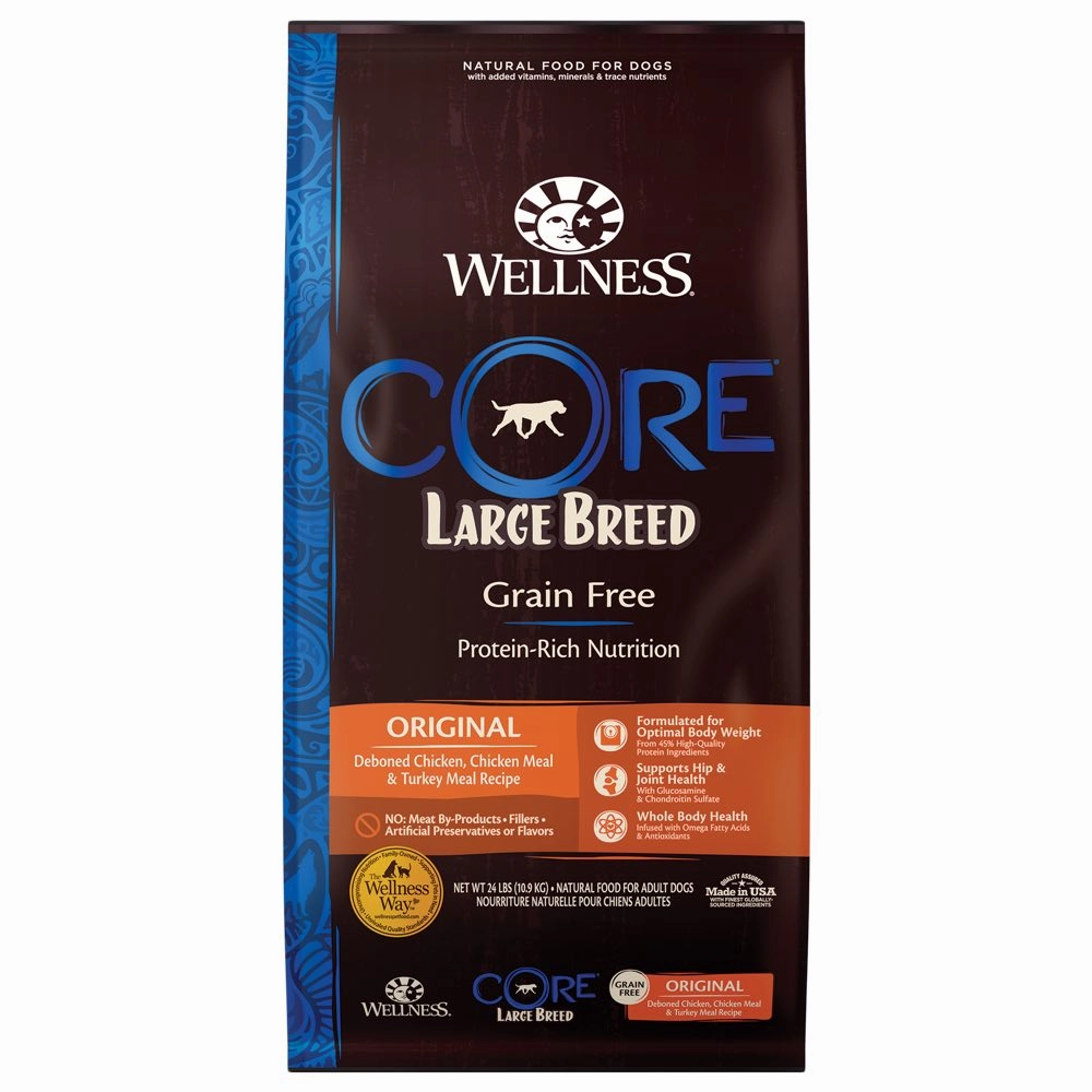 'FREE FD TREATS': Wellness CORE Grain Free Large Breed Original Dry Dog Food 24lb