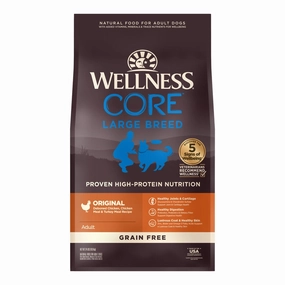 'FREE FD TREATS': Wellness CORE Grain Free Large Breed Original Dry Dog Food 24lb dog grooming shampoo collar crate feeding supplies