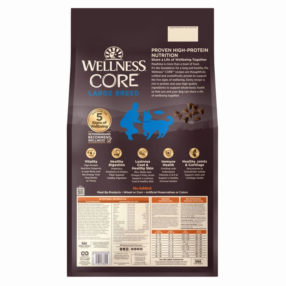 'FREE FD TREATS': Wellness CORE Grain Free Large Breed Original Dry Dog Food 24lb