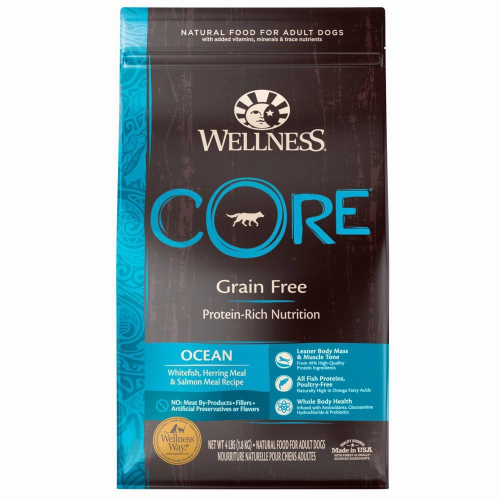 'FREE FD TREATS w 4lb & 22lb': Wellness CORE Grain-Free Ocean Dry Dog Food
