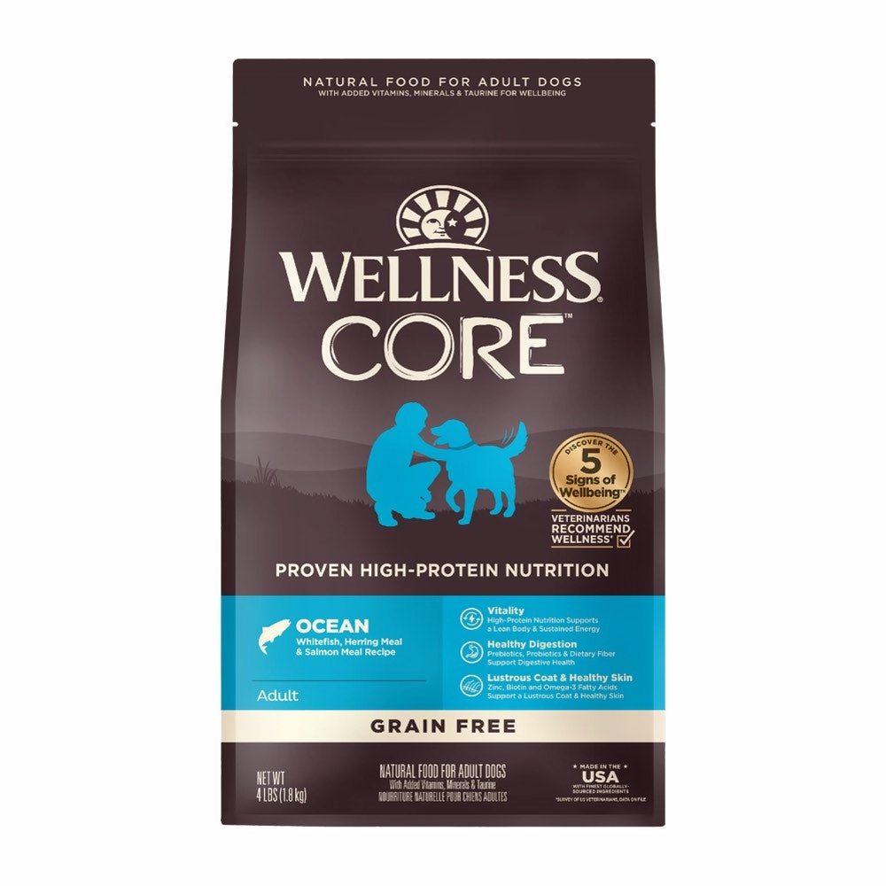 'FREE FD TREATS w 4lb & 22lb': Wellness CORE Grain-Free Ocean Dry Dog Food dog grooming shampoo collar crate feeding supplies