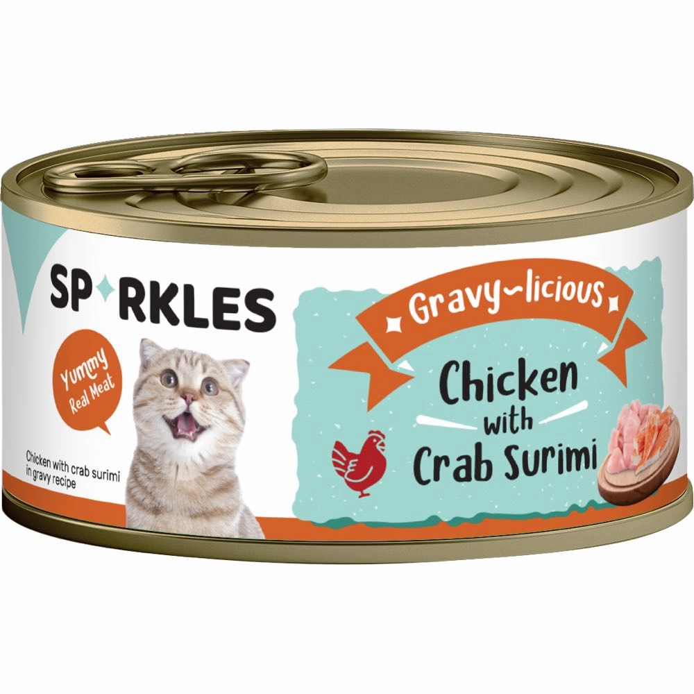 'FREE TREATS w 24cans': Sparkles Gravy-licious Chicken With Crab Surimi Canned Cat Food 80g x 24 cat general supplies cat toys cat grooming cat food cat litter