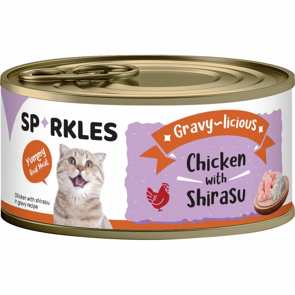 'FREE TREATS w 24cans': Sparkles Gravy-licious Chicken With Shirasu Canned Cat Food 80g x 24 cat food cans soft cat food high protein cat food natural cat food senior cat food