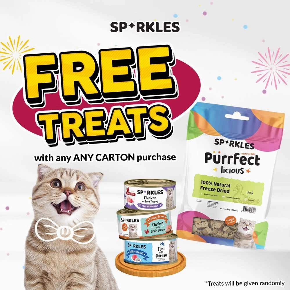 'FREE TREATS w 24cans': Sparkles Gravy-licious Tuna With Crab Surimi Canned Cat Food 80g x 24
