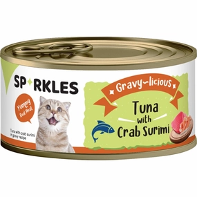 'FREE TREATS w 24cans': Sparkles Gravy-licious Tuna With Crab Surimi Canned Cat Food 80g x 24 cat food cans soft cat food high protein cat food natural cat food senior cat food