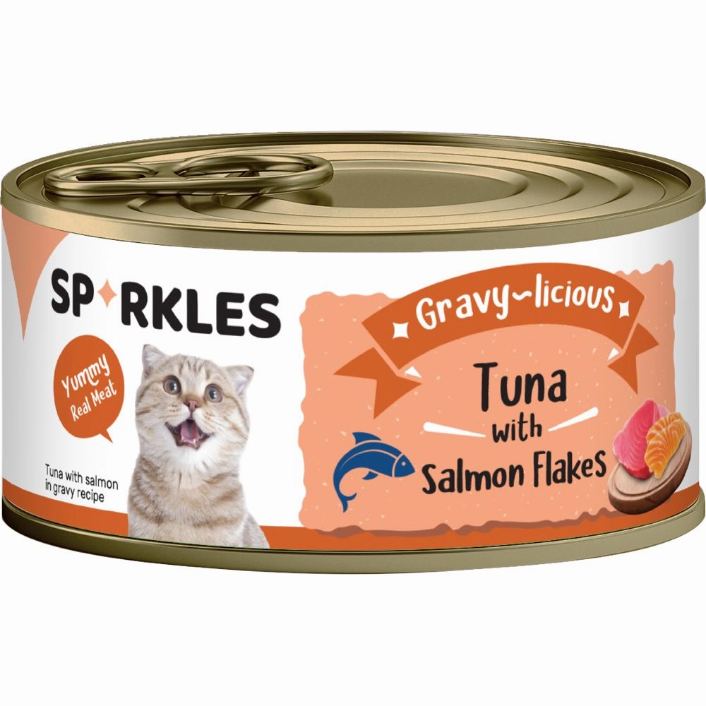 'FREE TREATS w 24cans': Sparkles Gravy-licious Tuna With Salmon Flakes Canned Cat Food 80g x 24 cat general supplies cat toys cat grooming cat food cat litter