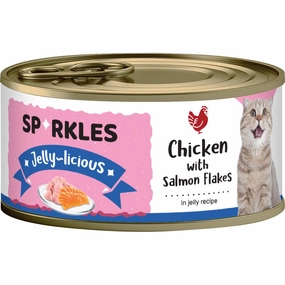 'FREE TREATS w 24cans': Sparkles Jelly-licious Chicken With Salmon Flakes Canned Cat Food 80g x 24 cat food cans soft cat food high protein cat food natural cat food senior cat food