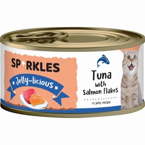 'FREE TREATS w 24cans': Sparkles Jelly-licious Tuna With Salmon Flakes Canned Cat Food 80g x 24 cat general supplies cat toys cat grooming cat food cat litter