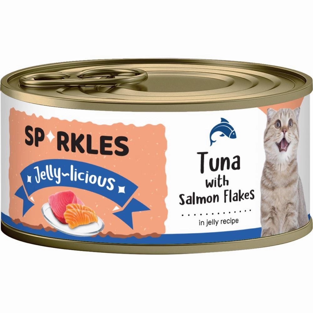 'FREE TREATS w 24cans': Sparkles Jelly-licious Tuna With Salmon Flakes Canned Cat Food 80g x 24 cat general supplies cat toys cat grooming cat food cat litter