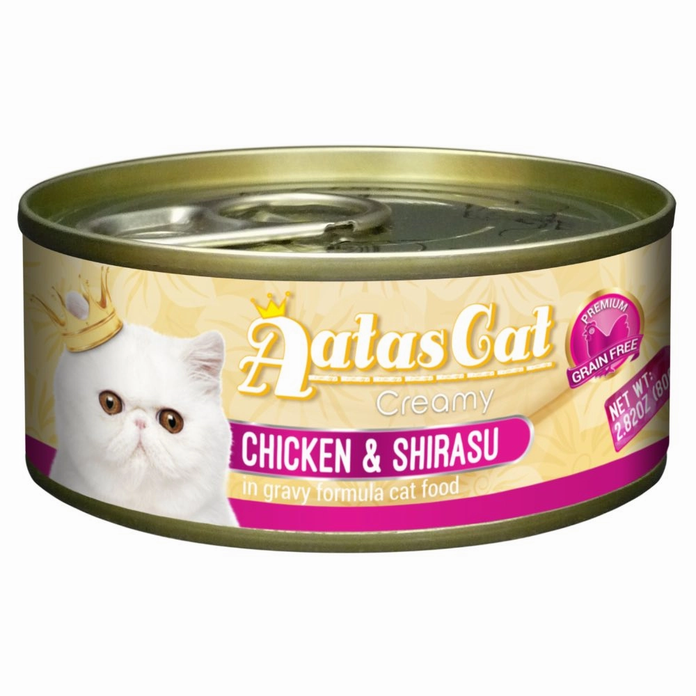 Aatas Cat Creamy Chicken & Shirasu In Gravy Canned Cat Food 80g cat food cans soft cat food high protein cat food natural cat food senior cat food