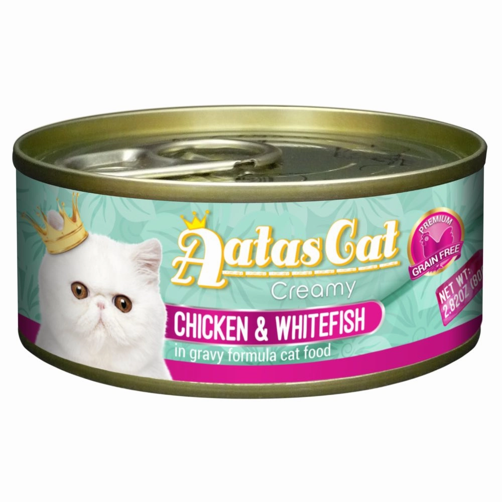 Aatas Cat Creamy Chicken & Whitefish In Gravy Canned Cat Food 80g dry cat food cat treats grain free cat food kitten treats cat dental treats
