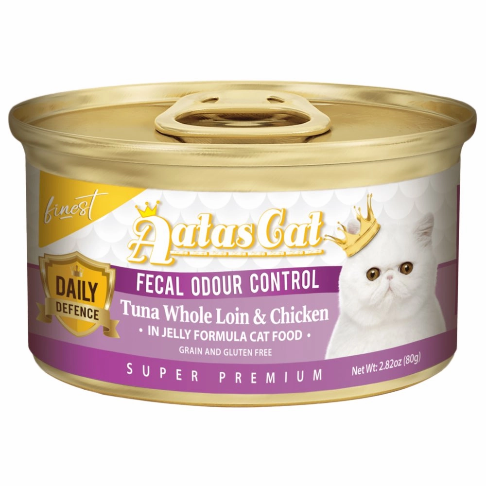 Aatas Cat Finest Daily Defence Fecal Odour Control - Tuna Whole Loin & Chicken in Jelly Canned Cat Food 80g dry cat food cat treats grain free cat food kitten treats cat dental treats