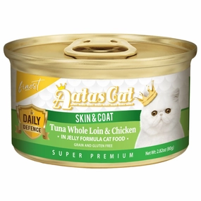 Aatas Cat Finest Daily Defence Skin & Coat - Tuna Whole Loin & Chicken in Jelly Canned Cat Food 80g cat food cans soft cat food high protein cat food natural cat food senior cat food
