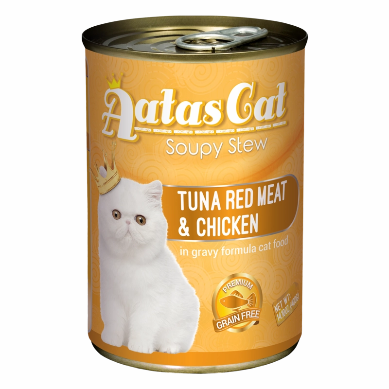 Aatas Cat Soupy Stew Tuna Red Meat with Chicken in Gravy 400g