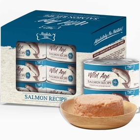 Absolute Bites Wild Age Salmon Complete & Balanced Diet Canned Cat Food 80g - Box of 6 canned cat food wet cat food grain free cat food cat stew cat food pouch