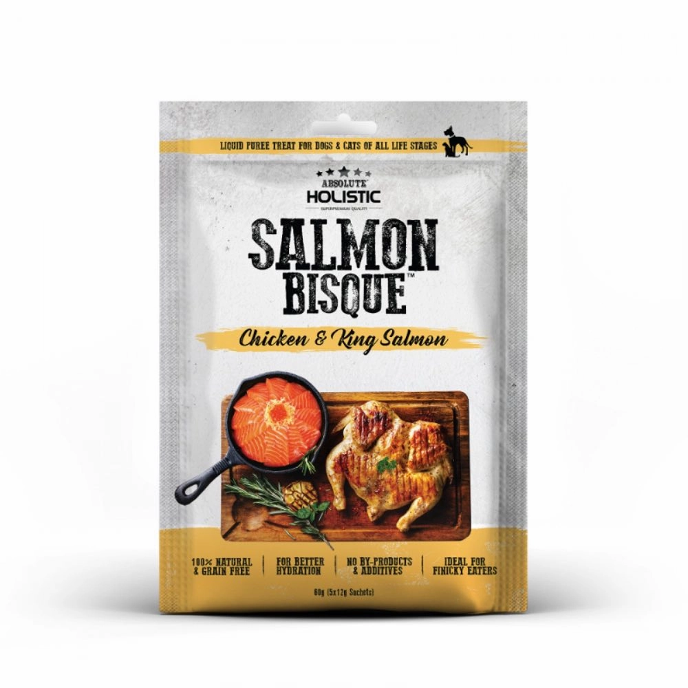 Absolute Holistic Bisque Chicken & King Salmon Cat & Dog Treats 60g cat grass snacks cat grass planter cat digestive aid catnip spray cat herbal treats