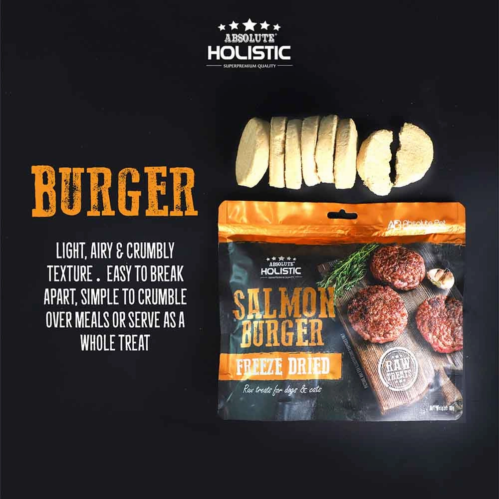Absolute Holistic Pork Burger Freeze Dried Raw Treats for Cats & Dogs 80g